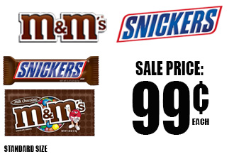 Standard Size M&M’s and Snickers